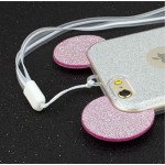 Wholesale Galaxy S7 Minnie Bow Glitter Necklace Strap Case (Black)